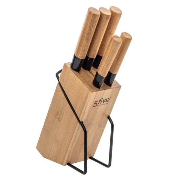 5x knive med knivstativ