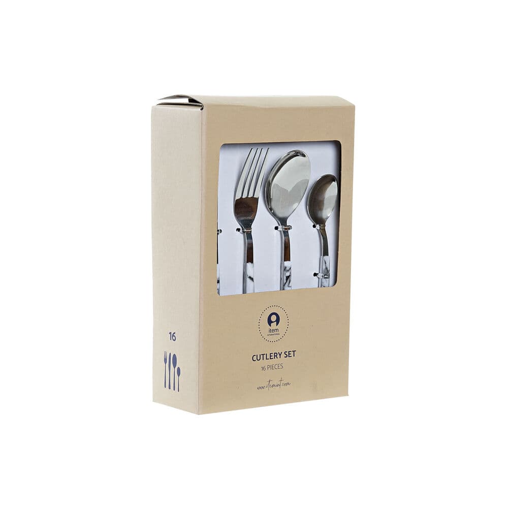 Bestick DKD Home Decor Silvrig Rostfritt stål Vit (2 x 1,2 x 22,5 cm) (16 pcs)