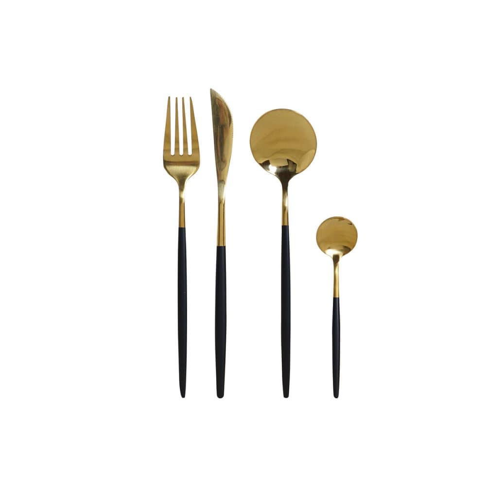 Bestick DKD Home Decor Svart Gyllene Rostfritt stål (3 x 1,5 x 13 cm)