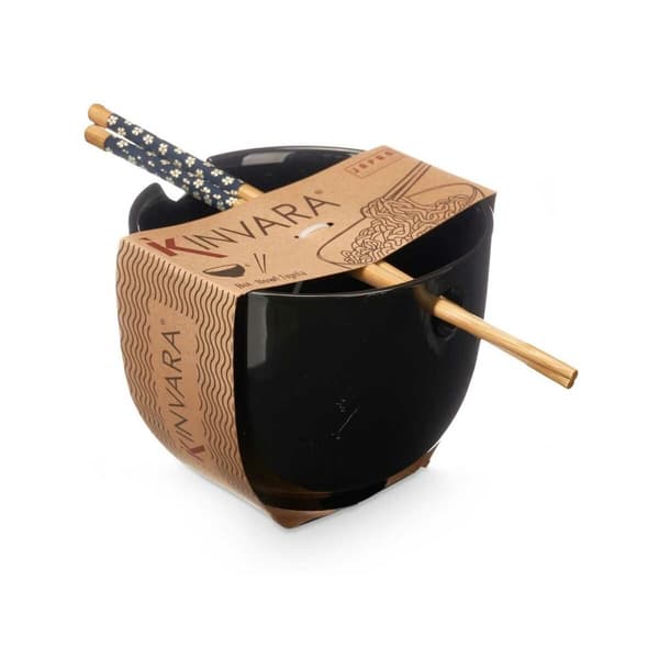 Kulho Kinvara B10067A-N Musta Bambu 24 x 10,7 x 13,3 cm Hammastikut asiatico/oriental (12 osaa)