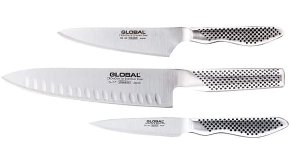 GLOBAL Classic 3-delt knivsæt med rillet kokkekniv (G-773889)