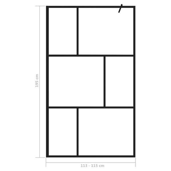 vidaXL Duschvägg med härdat glas svart 115x195 cm