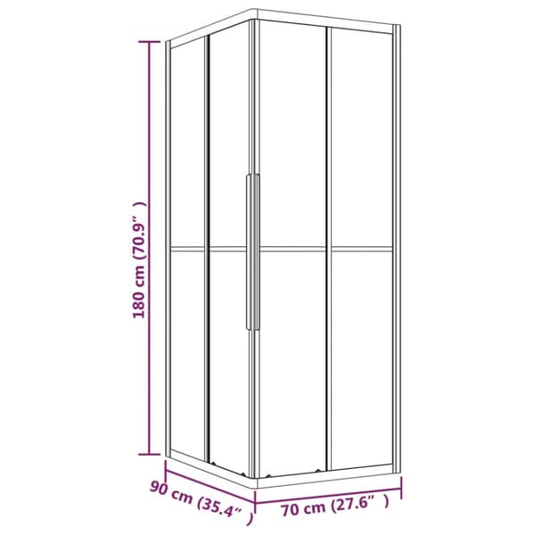 vidaXL Dusjkabinett halvfrostet ESG 90x70x180 cm svart