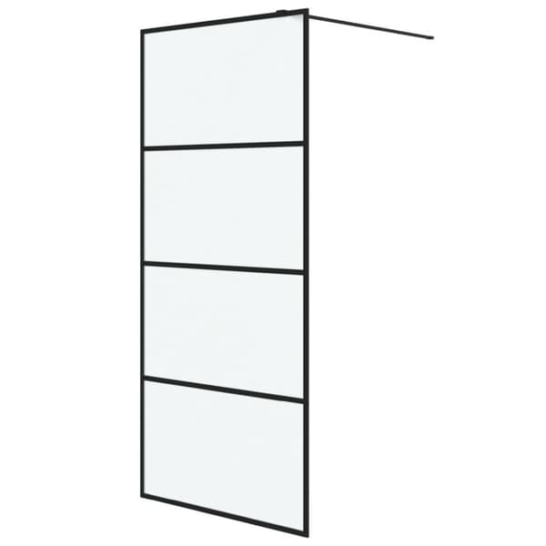 vidaXL Duschvägg svart 90x195 cm halvfrostat ESG-glas