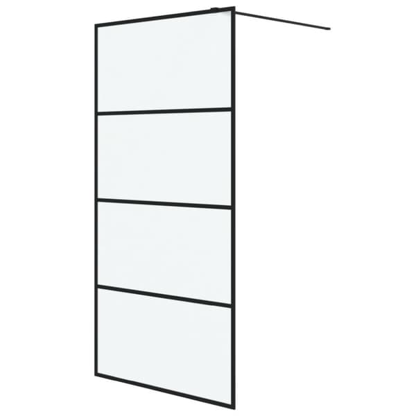 vidaXL Duschvägg svart 100x195 cm halvfrostat ESG-glas
