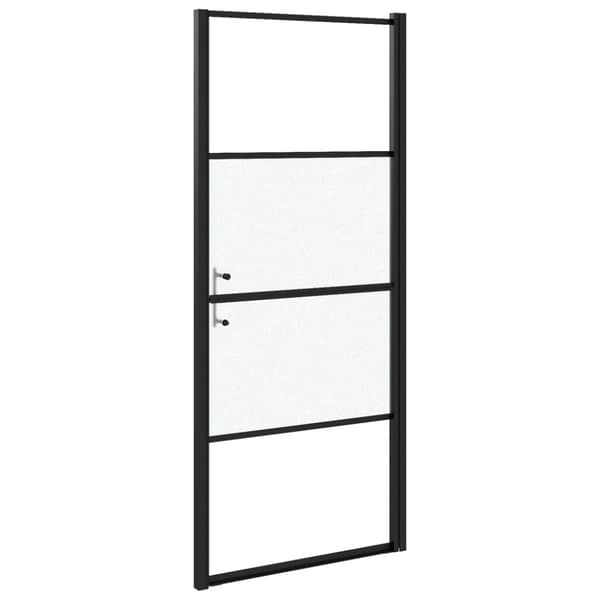 vidaXL brusedør 81x195 cm halvmatteret hærdet glas sort