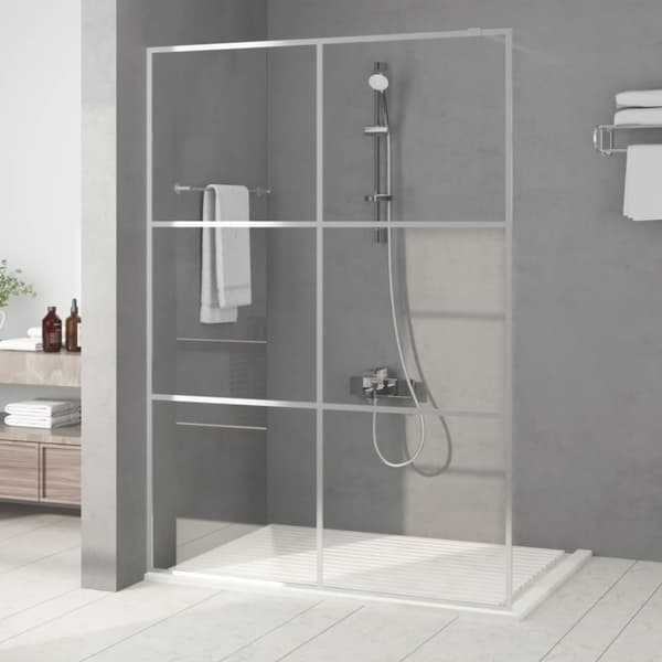 vidaXL brusevæg 140x195 cm klart sikkerhedsglas sølvfarvet