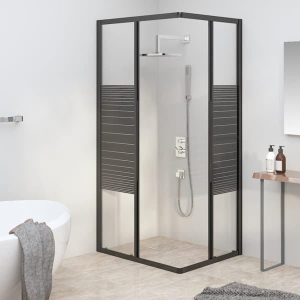 vidaXL Duschkabin ränder ESG 90x70x180 cm svart