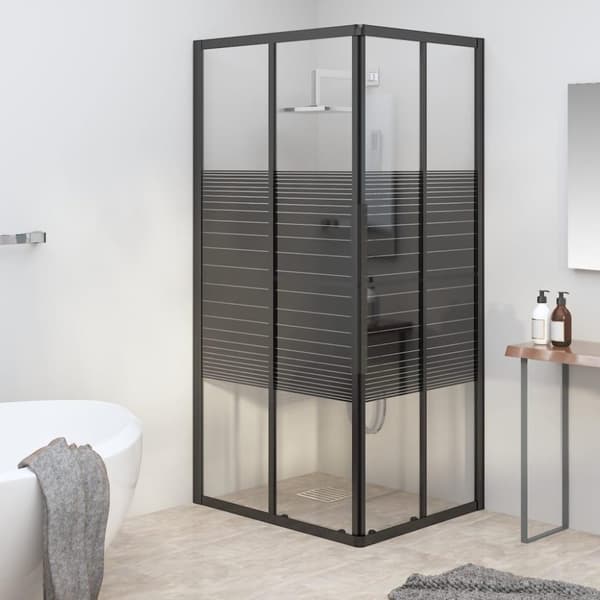 vidaXL brusekabine 90x70x180 cm sikkerhedsglas stribet sort