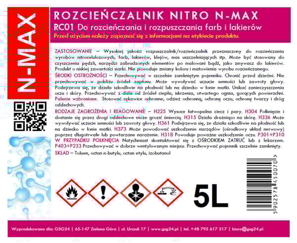 NITRO RC-01 N-MAX 5L liuotin ohenne