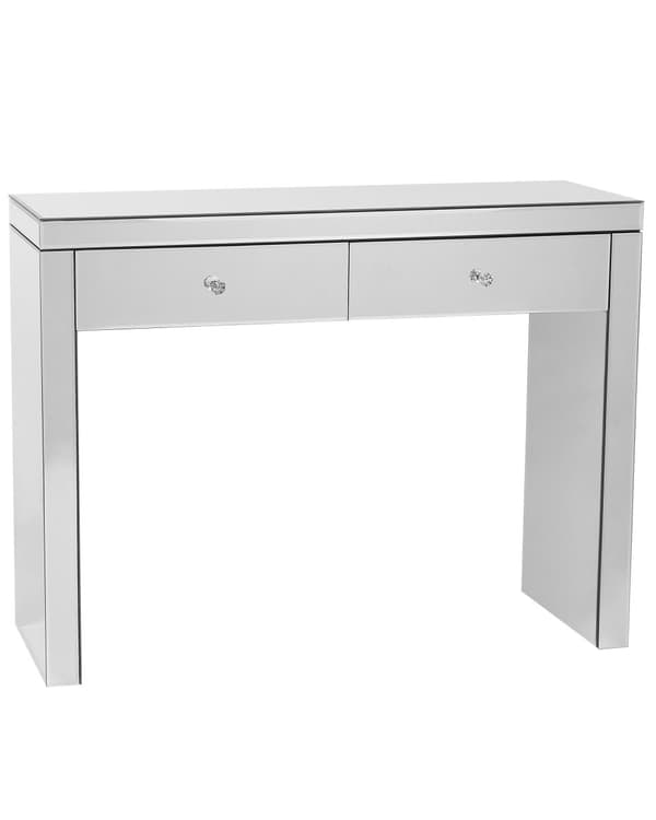 Konsolbord Silver Glas 2 Lådor Kristall Knoppar Modern Glam