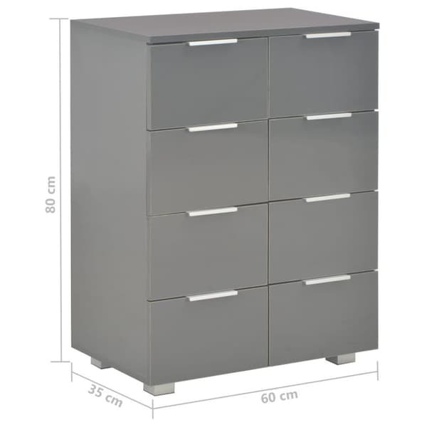 vidaXL Skjenk høyglans grå 60x35x80 cm sponplate