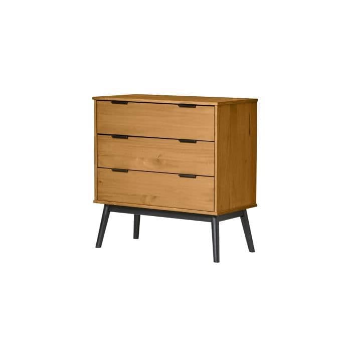 MANILA 3 laatikon laatikko - tammi sisustus ja mustat jalat - L 80 x D 40 x P 82 cm