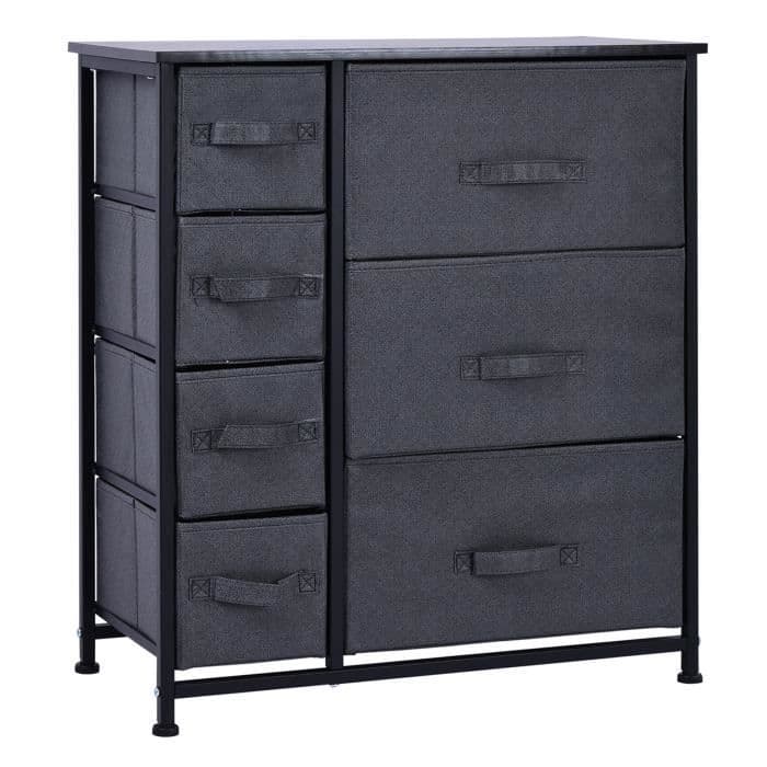 praktisk förvaring skåp design 64L x 30L x 71H cm 7 lådor E1 MDF svart svart 64x30x71cm
