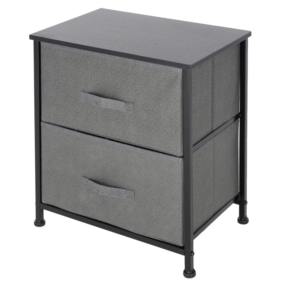 ML-Design låda skåp, byrå gjorda av tyg med 2 lådor, 45x30x51 cm, grå, svart metallhylla / MDF-skiva, hyllsystem Klädförvarings låda skåp