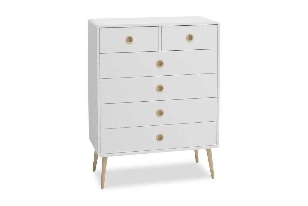 ETHAN Byrå 81 2+4 Lådor Vit/Ek