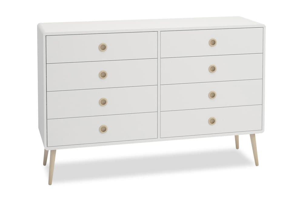 ETHAN Byrå 135 4+4 Lådor Vit/Ek