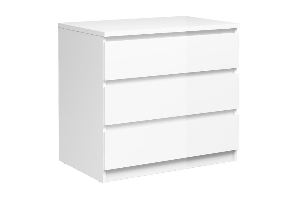 TRIVENTO Byrå 77 3 Lådor Vit/Högglans