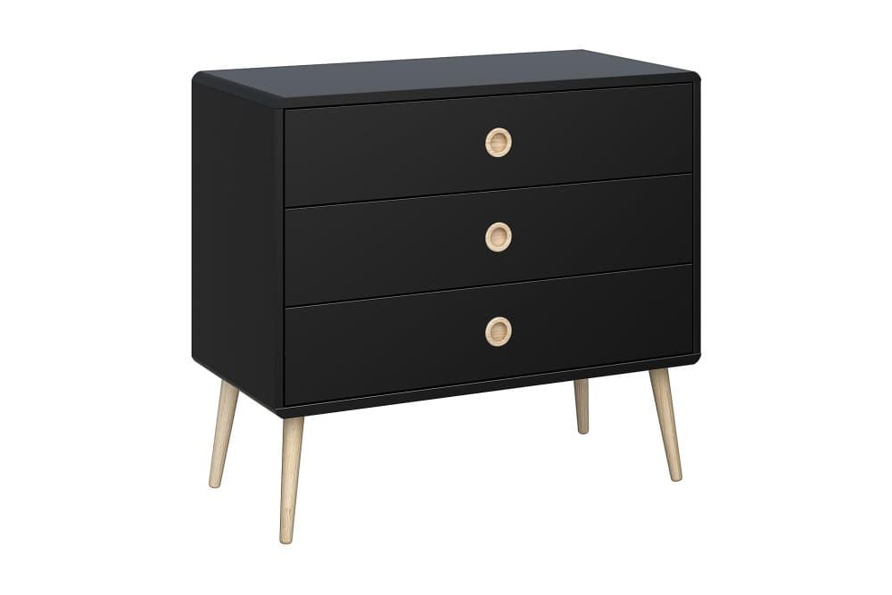 ETHAN Byrå 81 3 Lådor Svart/Ek