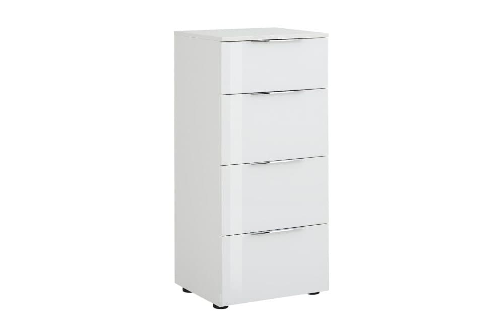 DENSBORN Byrå 45x40 4 Lådor Matt Vit/Vitt Glas