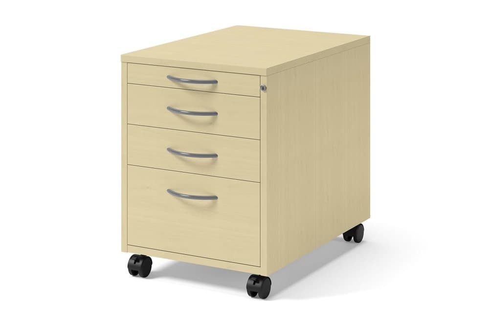 Rullhurts 4 lådor Björklaminat/Silver