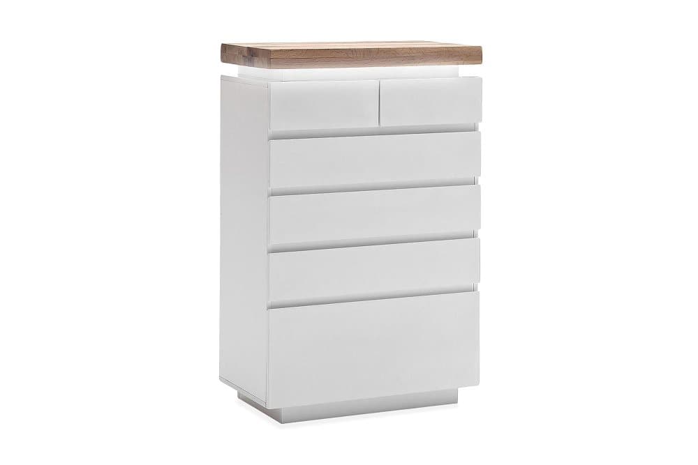 ADVIK Byrå 73 4 Stora + 2 Små Lådor Oljad Ek/Matt Vit