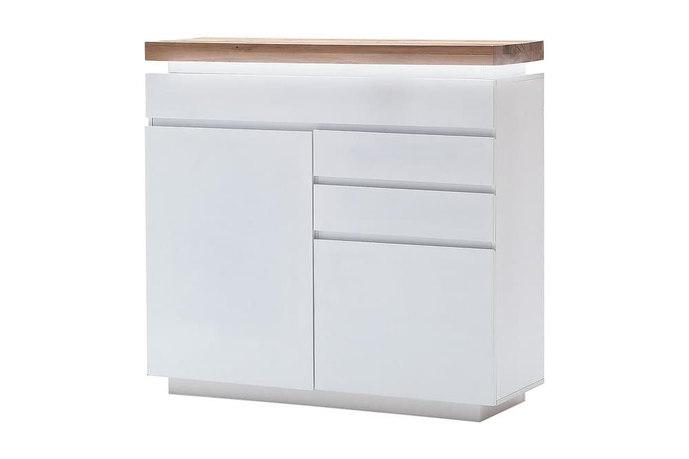 ADVIK Byrå 120 2 Dörrar 3 Lådor Oljad Ek/Matt Vit