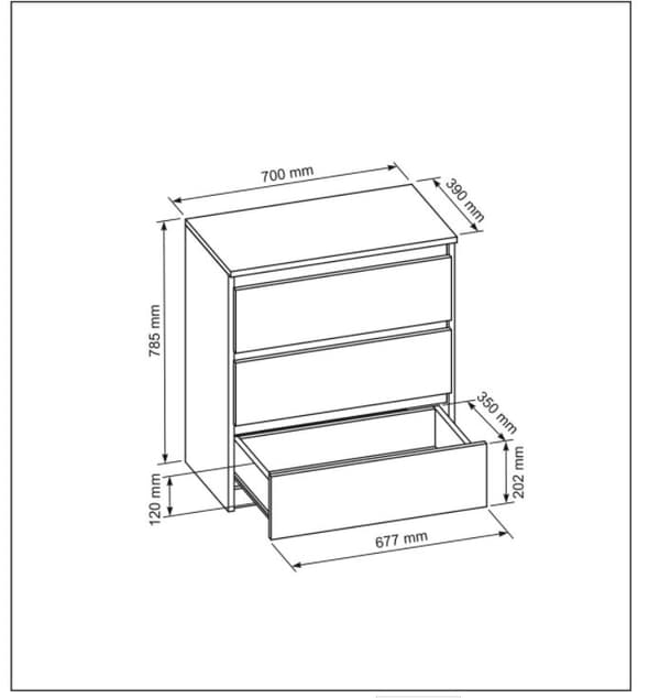 Tyylikäs, tilava 3 laatikkoa 70 cm, täydellinen olohuoneeseen, toimistoon, makuuhuoneeseen