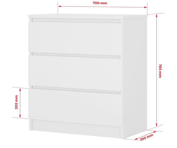 Tyylikäs, tilava 3 laatikkoa 70 cm, täydellinen olohuoneeseen, toimistoon, makuuhuoneeseen