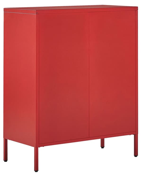 Lipasto punainen 80 x 102 x 40 cm teräs 4 laatikkoa jalkatapit industriaalinen moderni