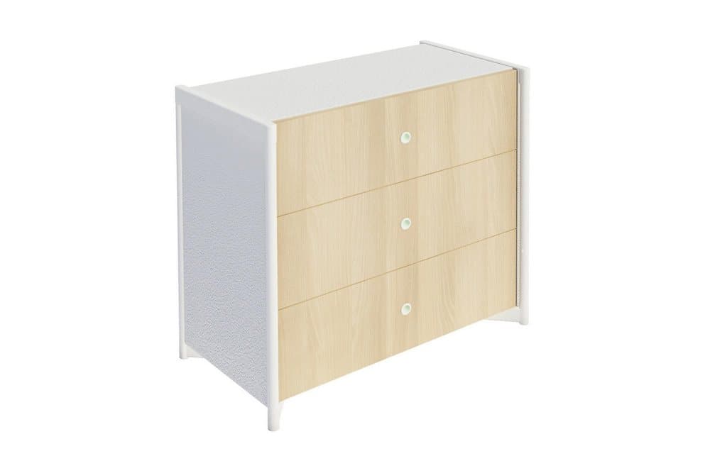 BEZIERS Byrå 81x44 cm 3 Lådor Vit/Akacia