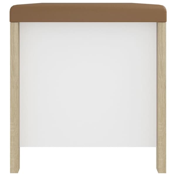 vidaXL opbevaringskasse m. hynde 105x40x45 cm spånplade hvid sonoma-eg