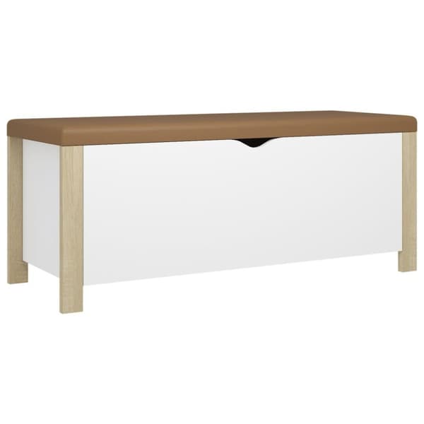 vidaXL opbevaringskasse m. hynde 105x40x45 cm spånplade hvid sonoma-eg