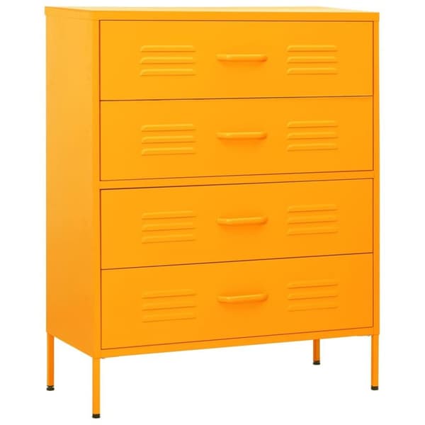 vidaXL Kommode sennepsgul 80x35x101,5 cm stål