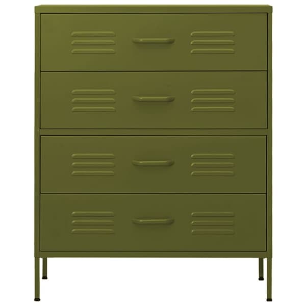 vidaXL Kommode olivengrønn 80x35x101,5 cm stål