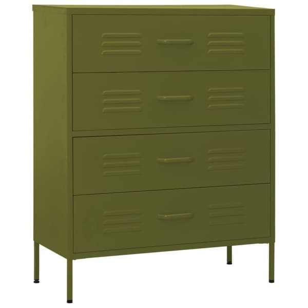 vidaXL Kommode olivengrønn 80x35x101,5 cm stål