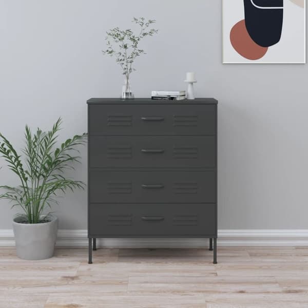 vidaXL Kommode antrasitt 80x35x101,5 cm stål