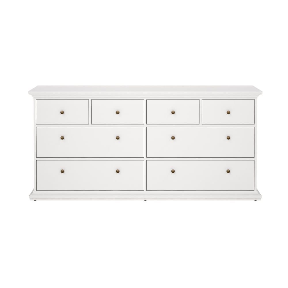 Venedig byrå med 4 stora och 4 små lådor, bredd 183 cm, höjd 86 cm vit.