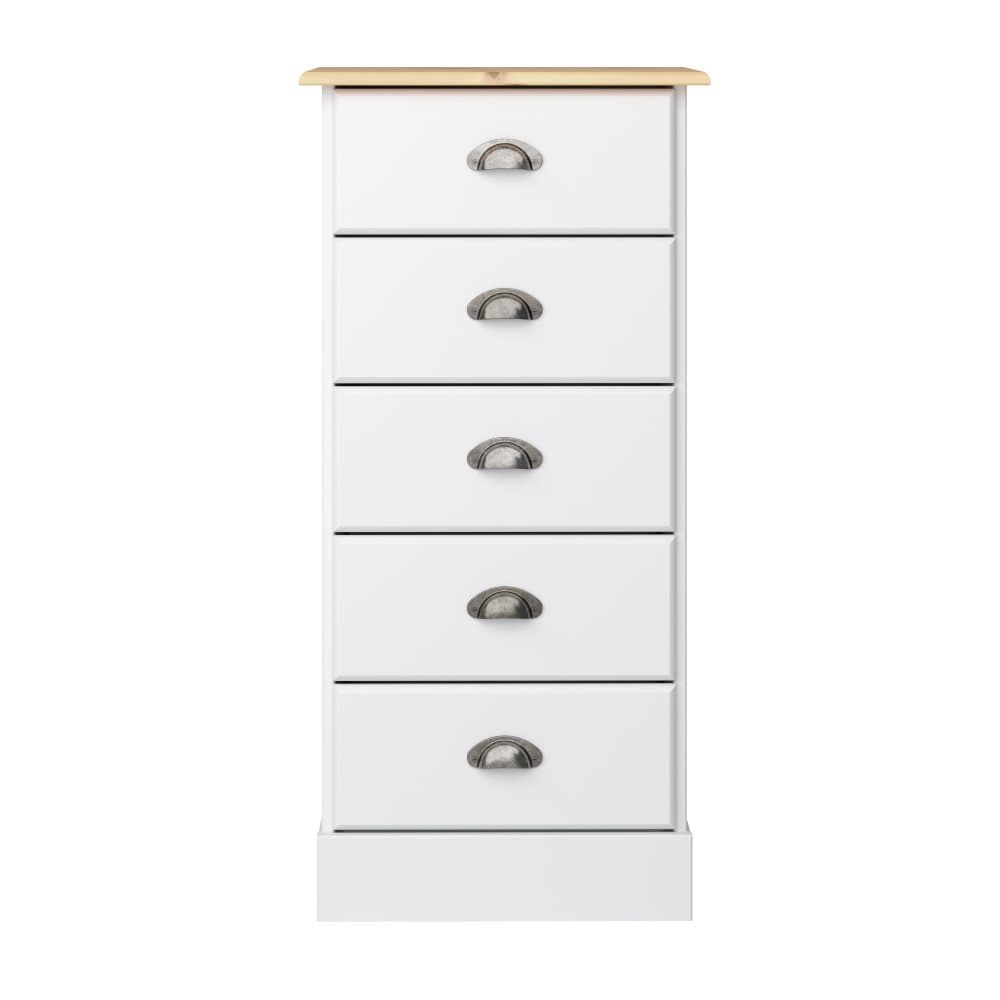 Noah byrå 5 lådor vit laserad och lackad.
