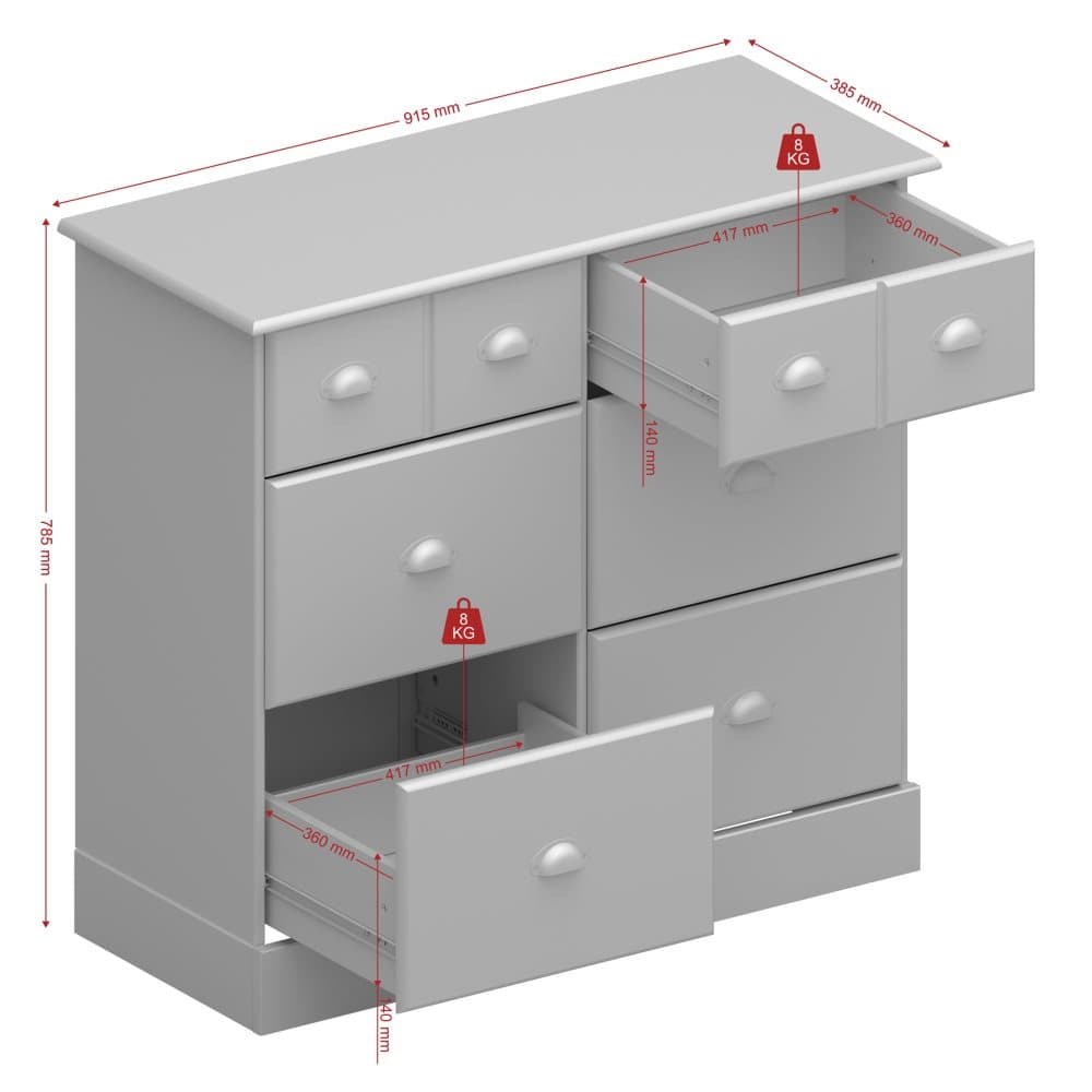 Noah byrå 2+4 lådor vit laserad och lackad.