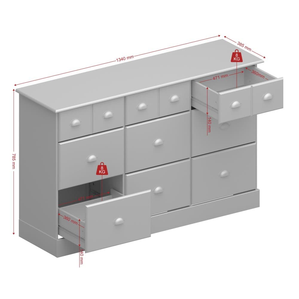 Noah byrå 6+3 lådor kaffefärgad laserad och lackad.