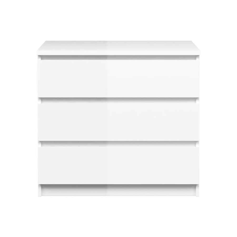 Nada byrå bred 3 lådor vit hög glans.