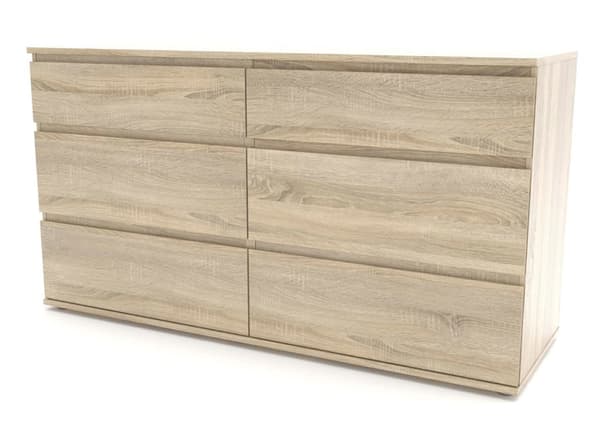 Nora byrå 6 lådor ek struktur look.