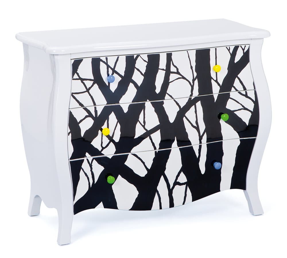 Alimas byrå 3 lådor vit, svart.