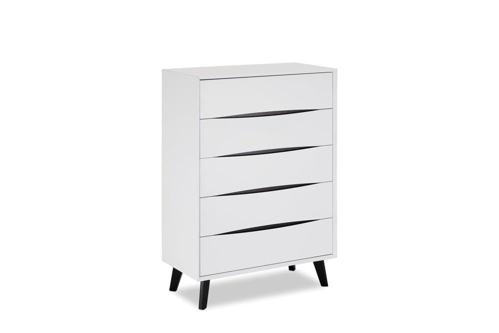 Lynda byrå 5 lådor vit, svart.
