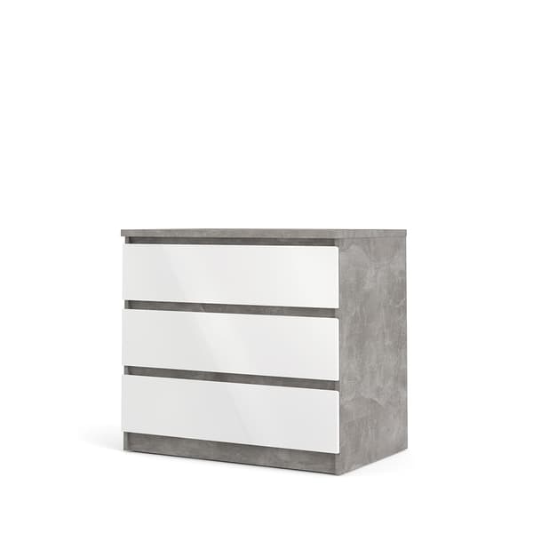 Nada byrå låg 3 lådor, betongmönstrad/vit högglans.