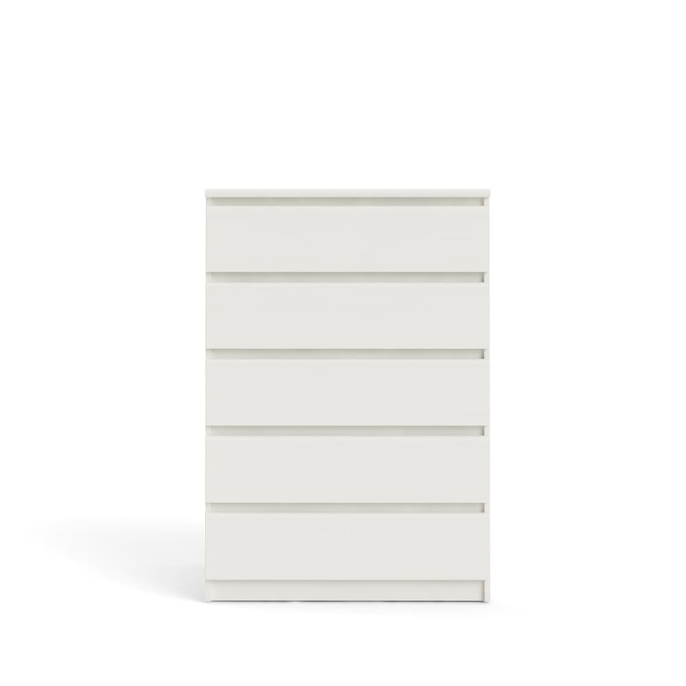 Nada byrå hög, med 5 lådor, vit askmönstrad.