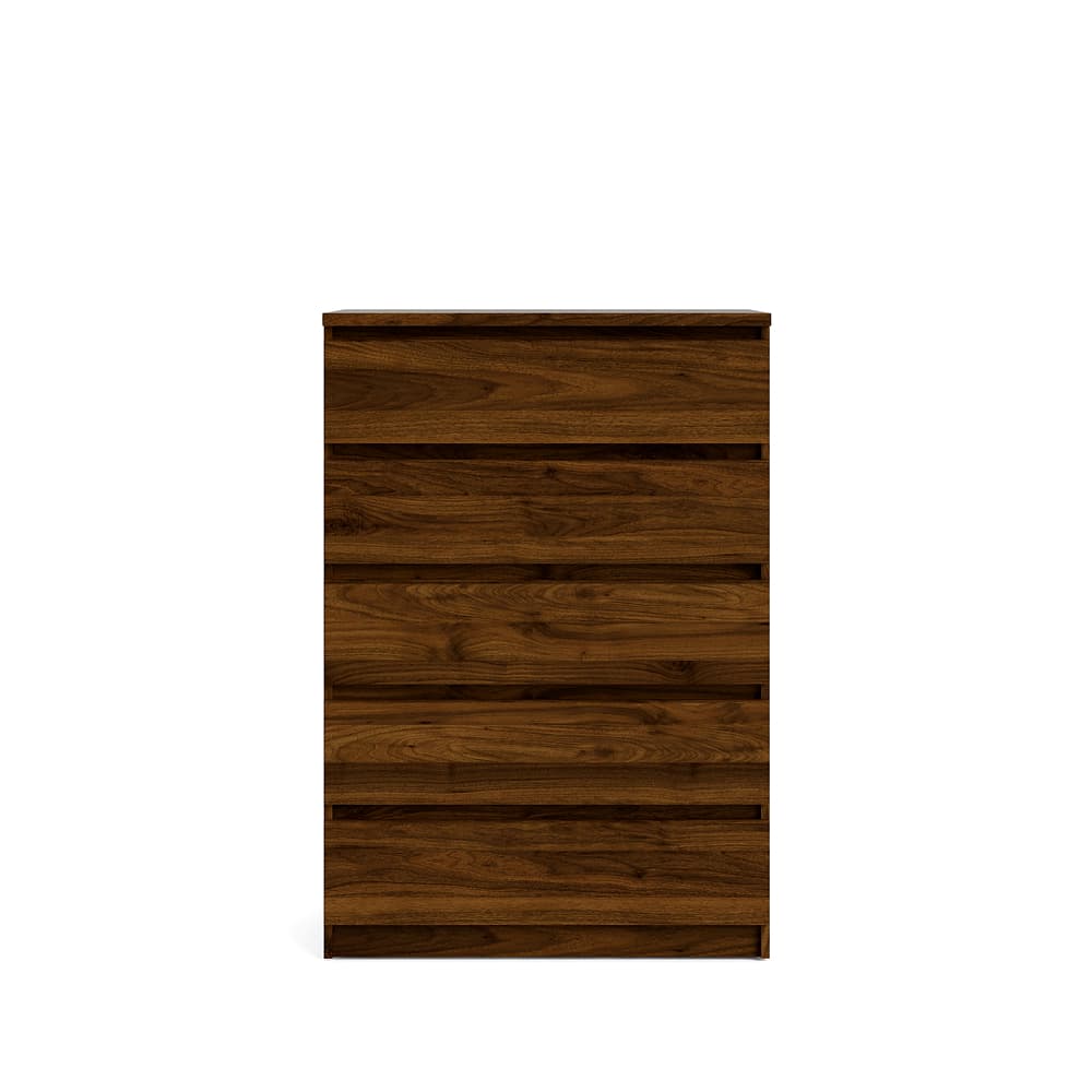 Nada byrå hög, med 5 lådor, valnötsmönstrad.