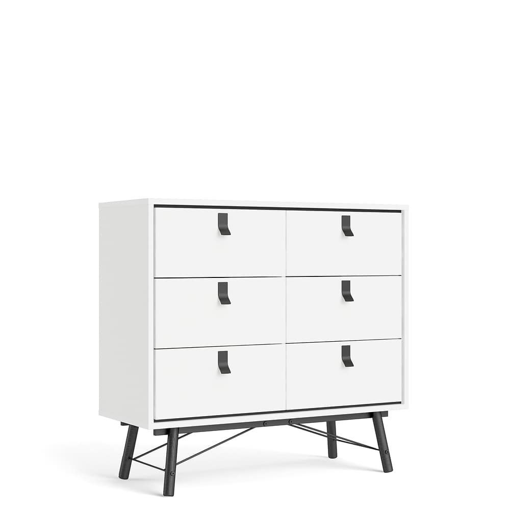 Rye Byrå 6 lådor matt vit.