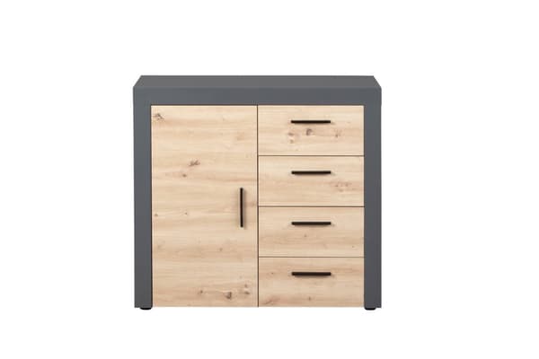Corbeto1T4S byrå 4 lådor, 1 dörr antracit, Artisan ek-look.